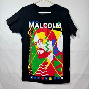 REASON Malcolm X Graphic‎ Print T-Shirt Streetwear Hip Hop Black Sz Medium